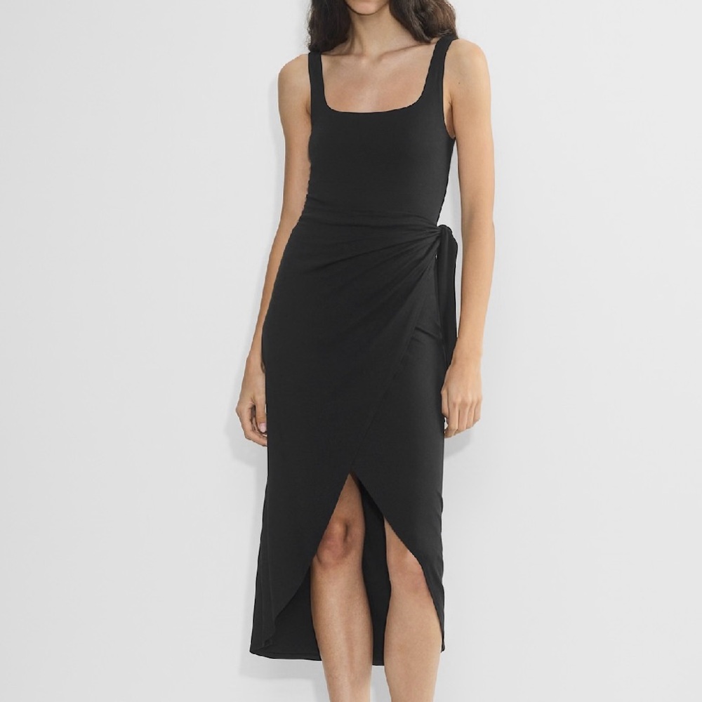 Aritzia Wilfred NEW SATURN MIDI DRESS in gloss green
